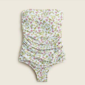 J.Crew Ruched Bandeau One-Piece in Cloud Meadow Floral Size 6